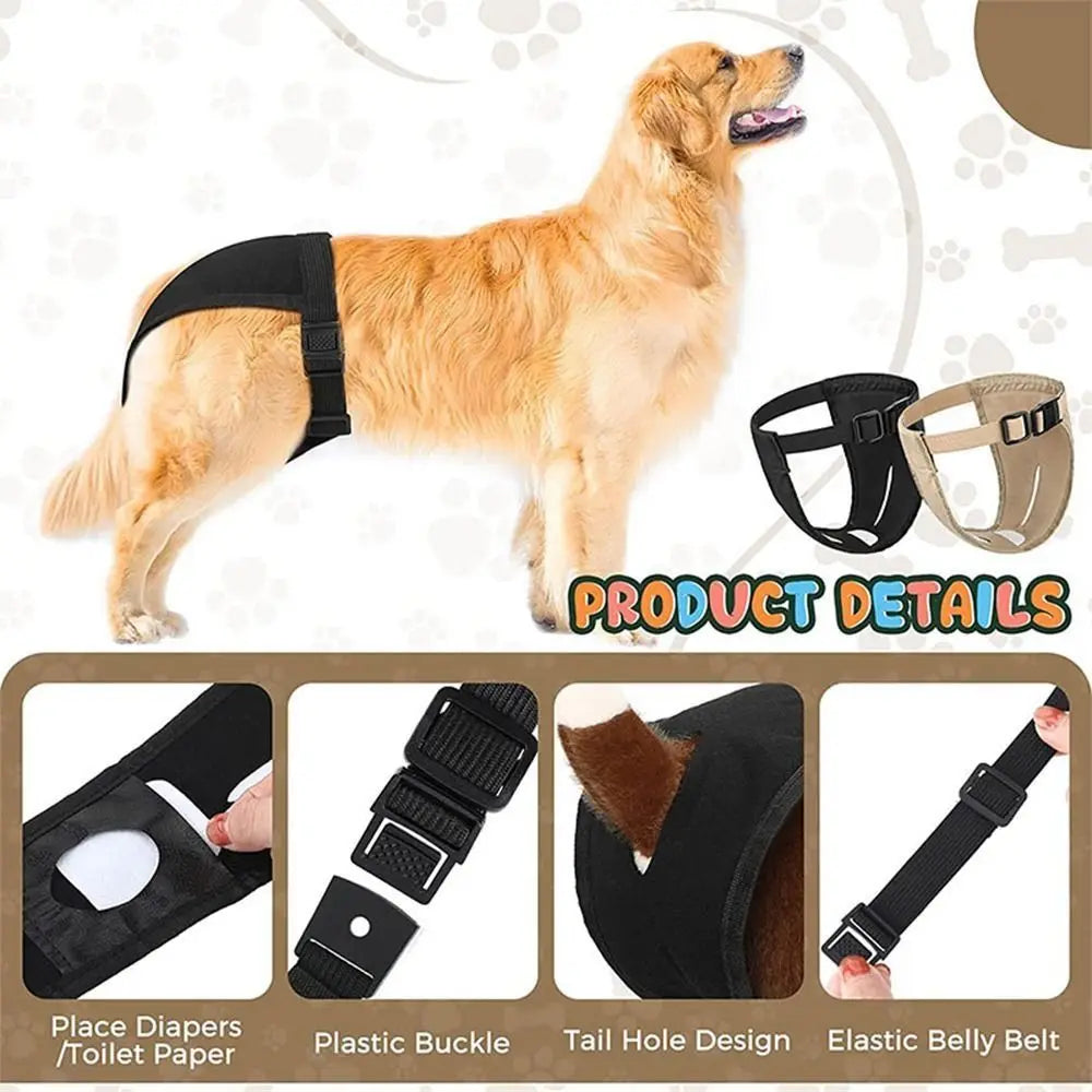 With 3 Cotton Pads Female Dog Panties Easy to Wear Washable Dog Sanitary Pants Adjustable Breathable Dog Physiological Nappies
