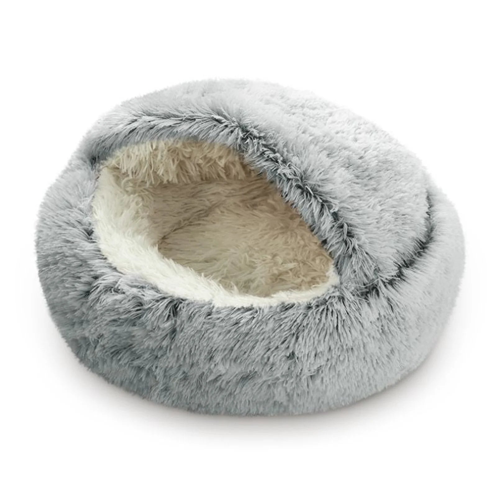 Cat Bed round Plush Hooded Cat Bed Cave, for Indoor Cats or Small Dog Beds, Calming Pet Beds Calm Anti-Nxiety Dog Bed, Waterproof Bottom Washable (16"X16")
