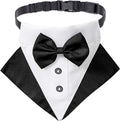Formal Dog Tuxedo Wedding Pet Bandana Collar with Bow Tie, Adjustable Pet Bowtie Collar Bandana for Large Dog (Large)