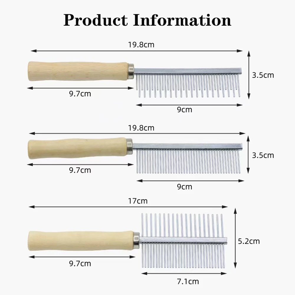 1Pcs Pet Wooden Handle Comb Cats/Dogs Stainless Steel Beauty Comb Pet Hair Removal Cleaning Tool Portable Dog Massage Accessory