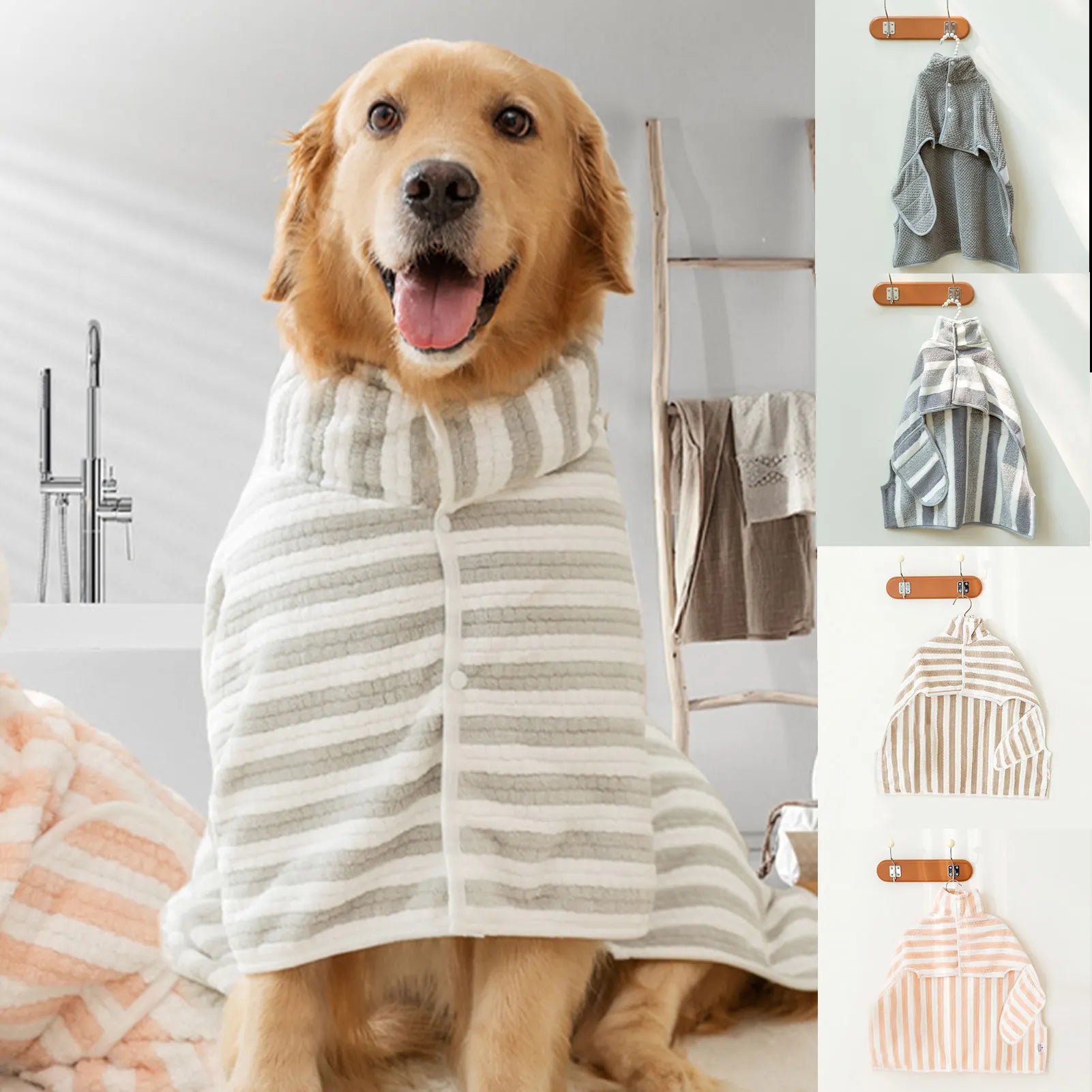 Ultra-Absorbent Dog Bath Towel Super Absorbent Dog Bathrobe Robe for Large/Medium/Small Dog