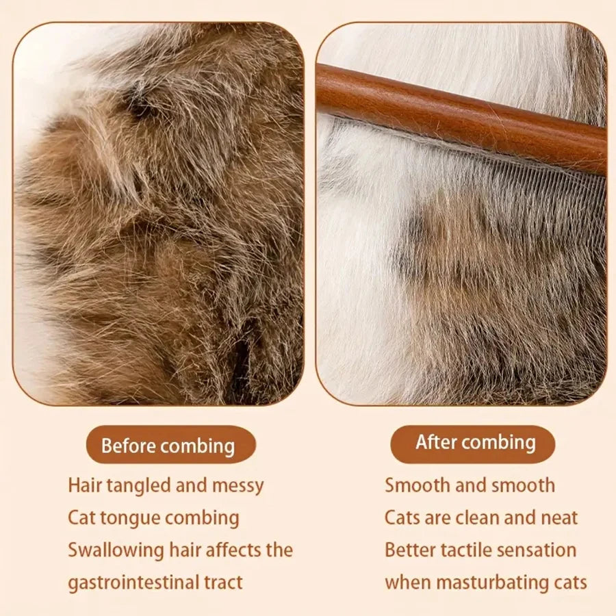 Pet Comb, Grooming Comb for Cats and Dogs, Removes Loose Hair, Wooden Comb, Pet Cleaning and Grooming, Flea Removal Comb