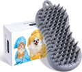 Pet Grooming Shampoo Brush, 2021 Newest Silicone Bath Brush Soothing Massage Bristles for Dogs and Cats with Long Short Hair Washing, Gently Removes Loose & Shed Fur (5 Inch, Slate Gray)
