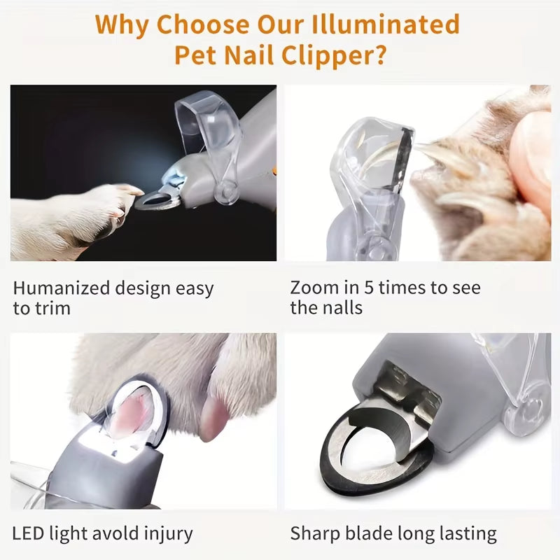 1PCS LED Pet Nail Clipper with Light, Cat and Dog Cleaning Scissors Provide Simple and Safe Beauty Care for Dogs and Cat Claws