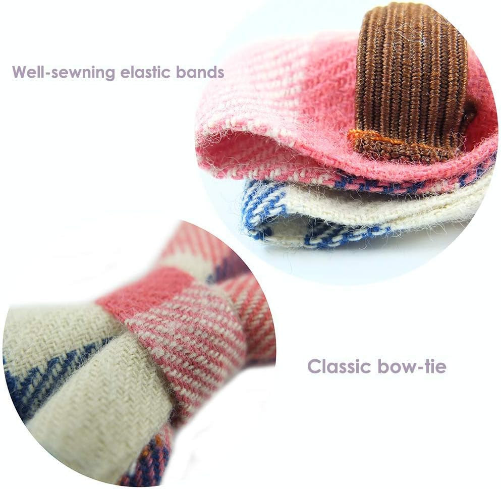 Stylish Pink Plaid Breakaway Cat Collar with Bell and Bow Tie - Adjustable Safety Collar for Kittens (6.8-10.8 In)