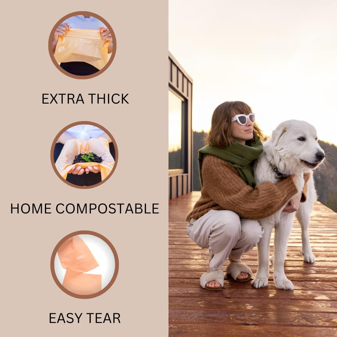 Certified Home Compostable Dog Poop Bags | 150 Total Doggy Poop Bags | Refills 10 Rolls | Unscented | Thick Doggie Poop Bags | Large 9 X 13In | Dog Poop Bag for Pet Waste Bag Dispenser