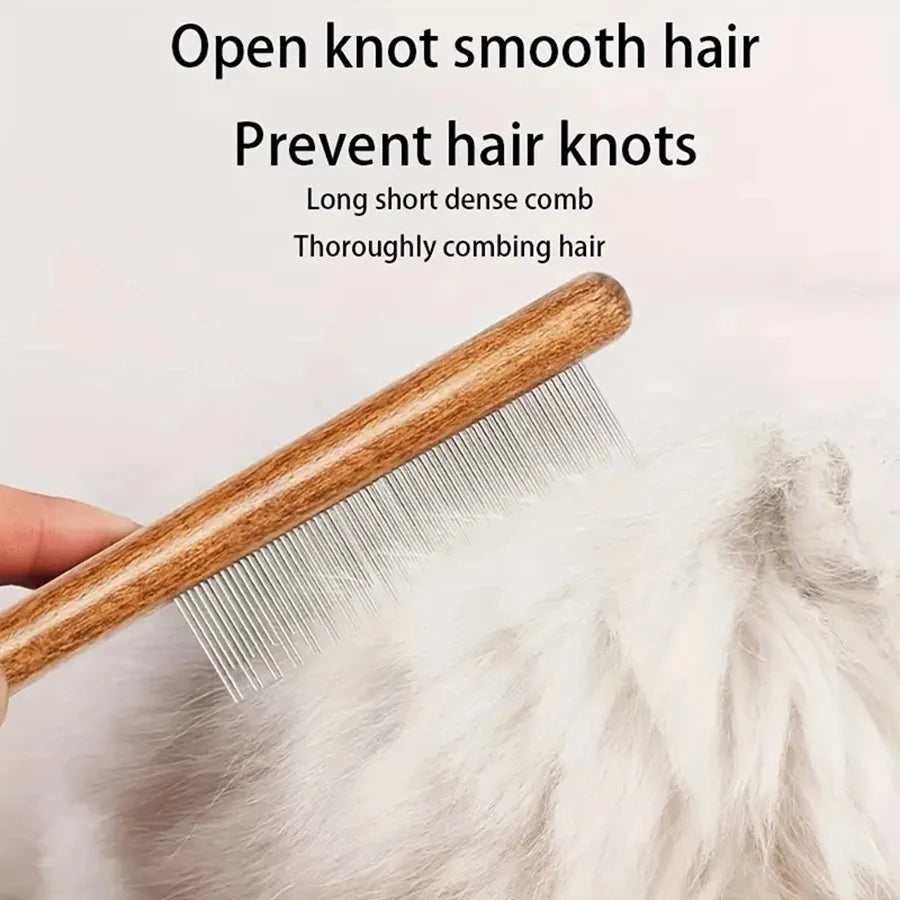 Pet Comb, Grooming Comb for Cats and Dogs, Removes Loose Hair, Wooden Comb, Pet Cleaning and Grooming, Flea Removal Comb