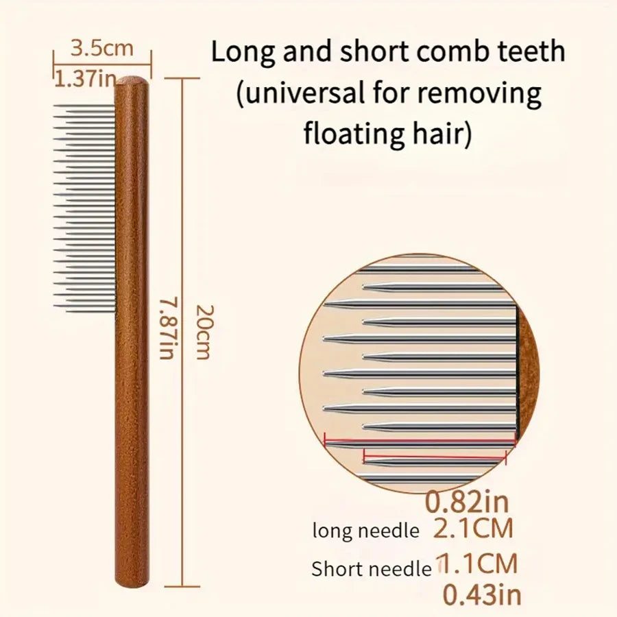 Pet Comb, Grooming Comb for Cats and Dogs, Removes Loose Hair, Wooden Comb, Pet Cleaning and Grooming, Flea Removal Comb