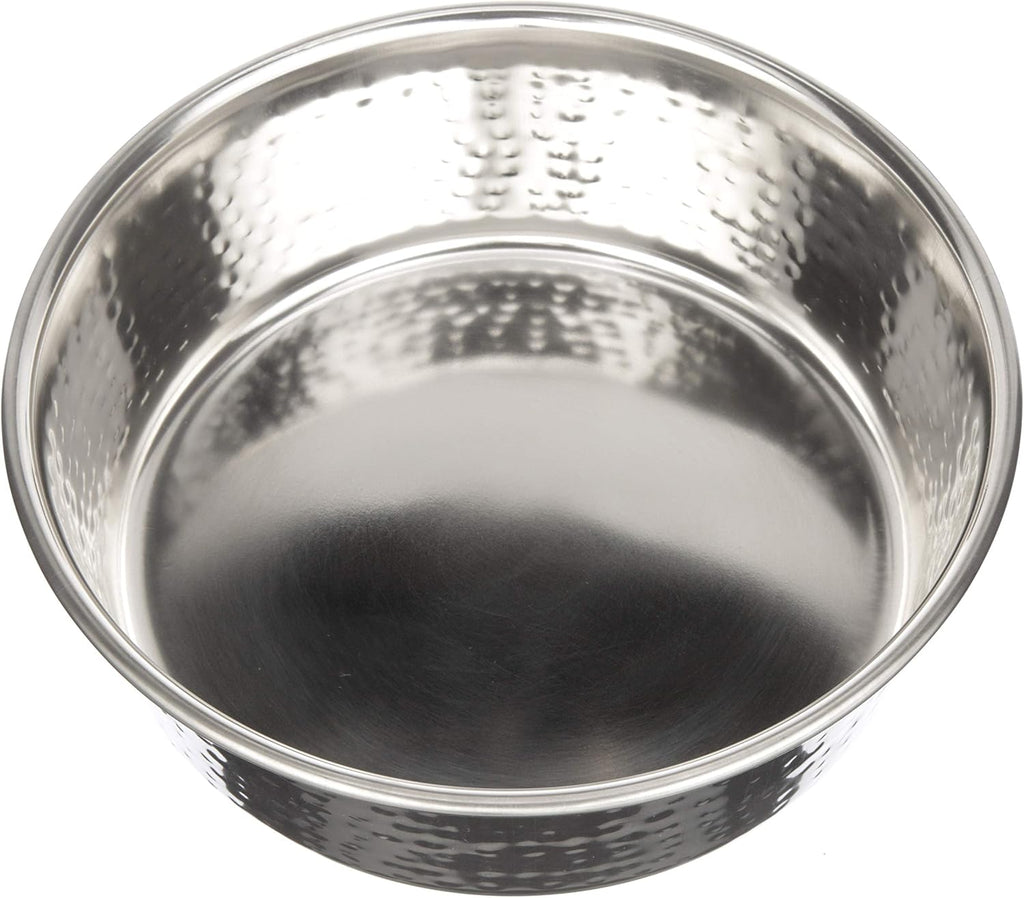 Hammered Decorative Designer Bowls - Luxury Style Premium Dog and Cat Dishes (Large, Stainless)