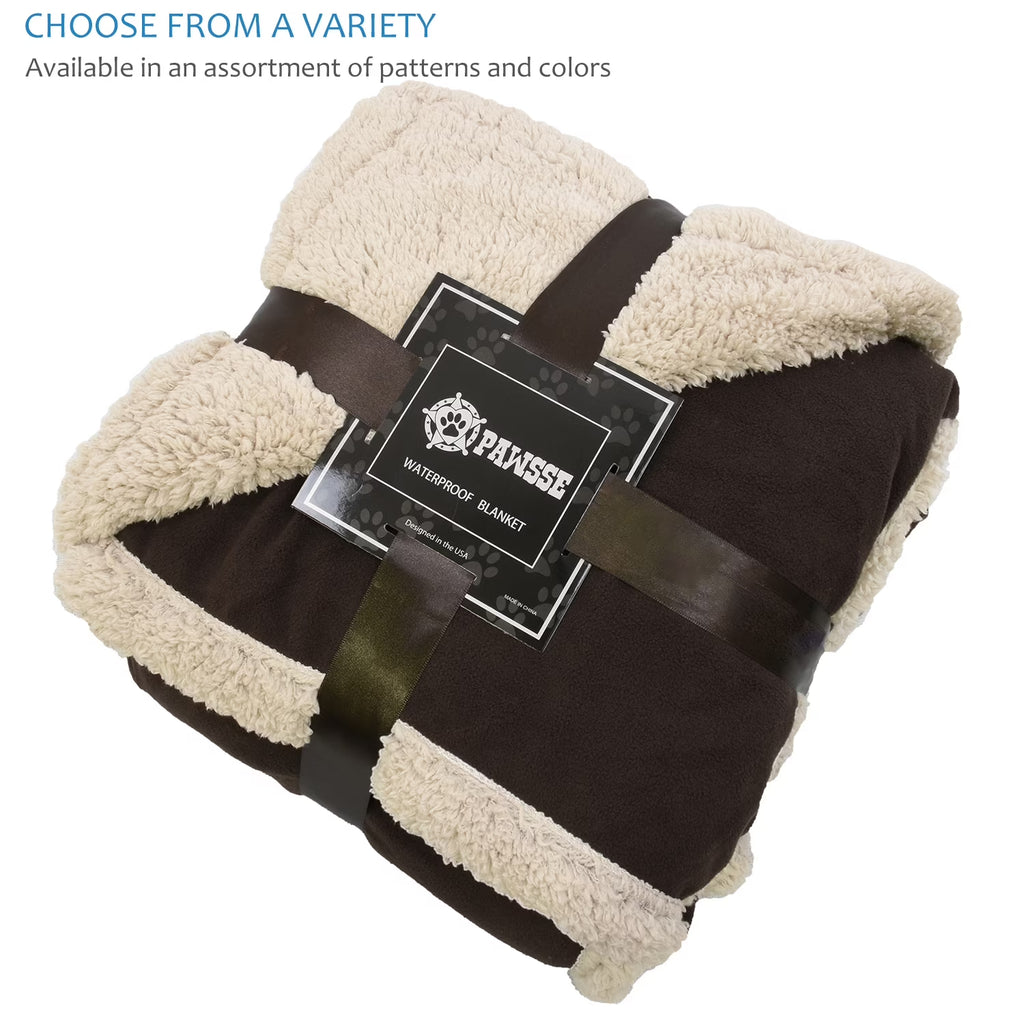 Waterproof Dog Blanket for Bed, Pee Proof Pet Blankets for Couch Sofa Cover, Reversible Furniture Protector Sherpa Cushion Mat for Small to Medium Large Dog, Large, Brown/Tuape, 60"" X 80""