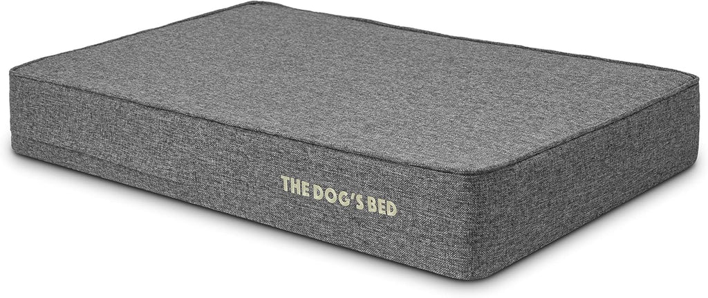 The Dog’S Bed Orthopedic Memory Foam Dog Bed for Large Dogs, Waterproof Washable Cover, Anti-Slip Base, Calming Surface – Certipur-Certified Foam, Grey Linen, 6 Inch Thick