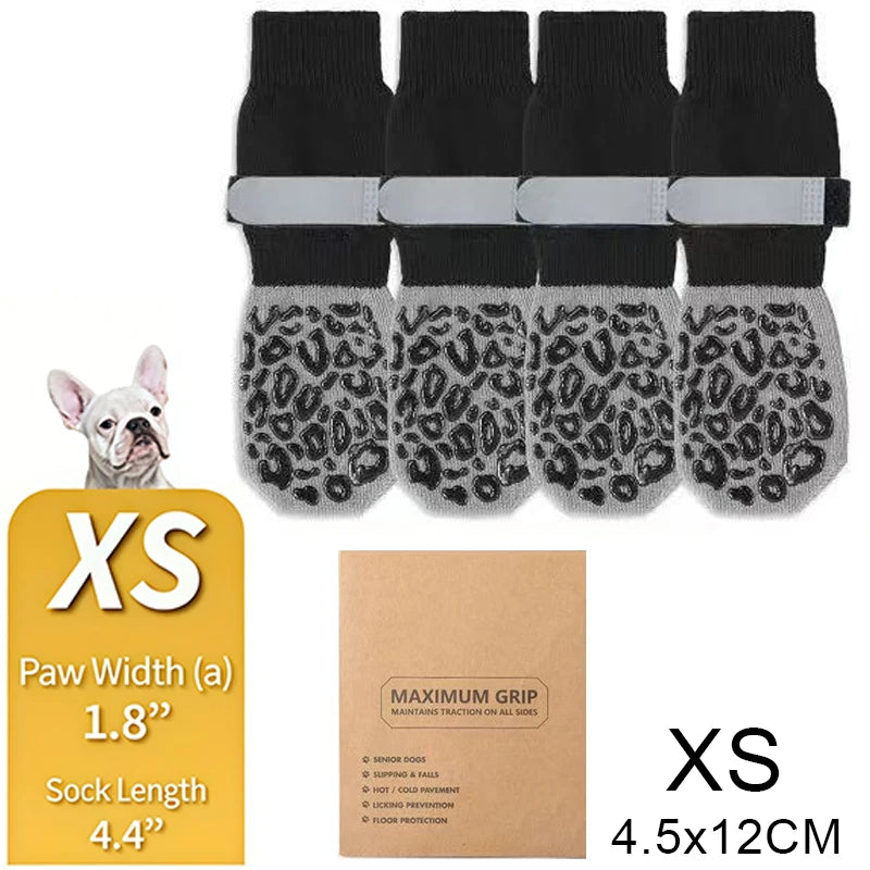 Dog Socks Outdoor Waterproof Dog Shoes Anti-Scratch Adjustable Band Knitted Socks Paw Protection Double-Sided Anti-Slip Dog Sock
