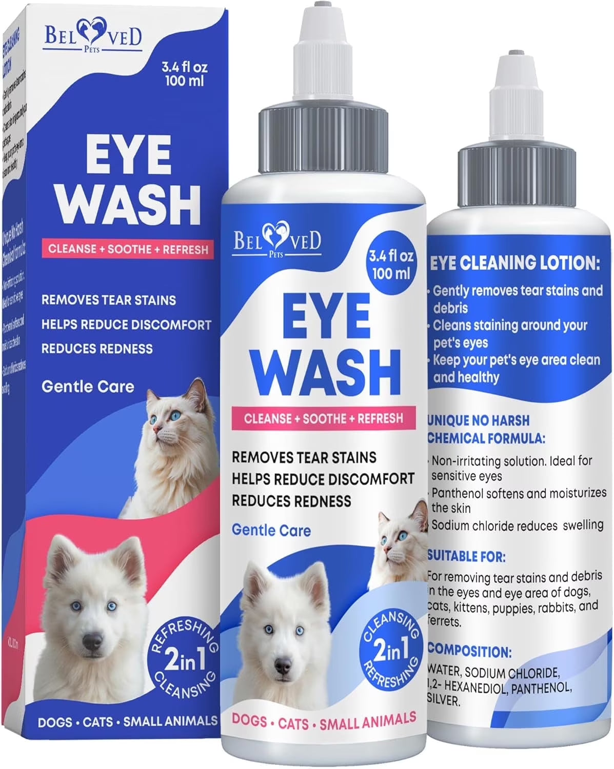 Dog & Cat Eye Care Drops – Helps Clean Eyes, Rinse Away Irritants, Reduce Tear Stains & Support Moisture Comfort – Gentle Eye Wash for Pets