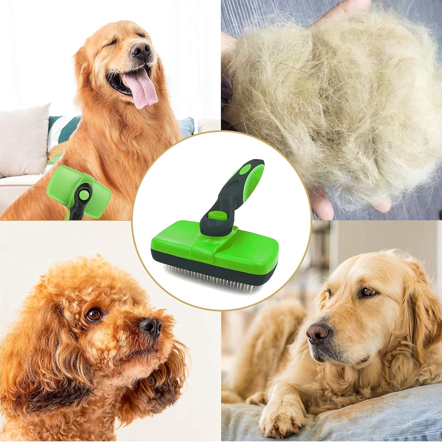 Self Cleaning Dog Brush, Slicker Brush Pet Grooming Brush for Dog & Cat with Short to Long Hair, Premium Deshedding Tool, Effectively Reduces Shedding by up to 98%