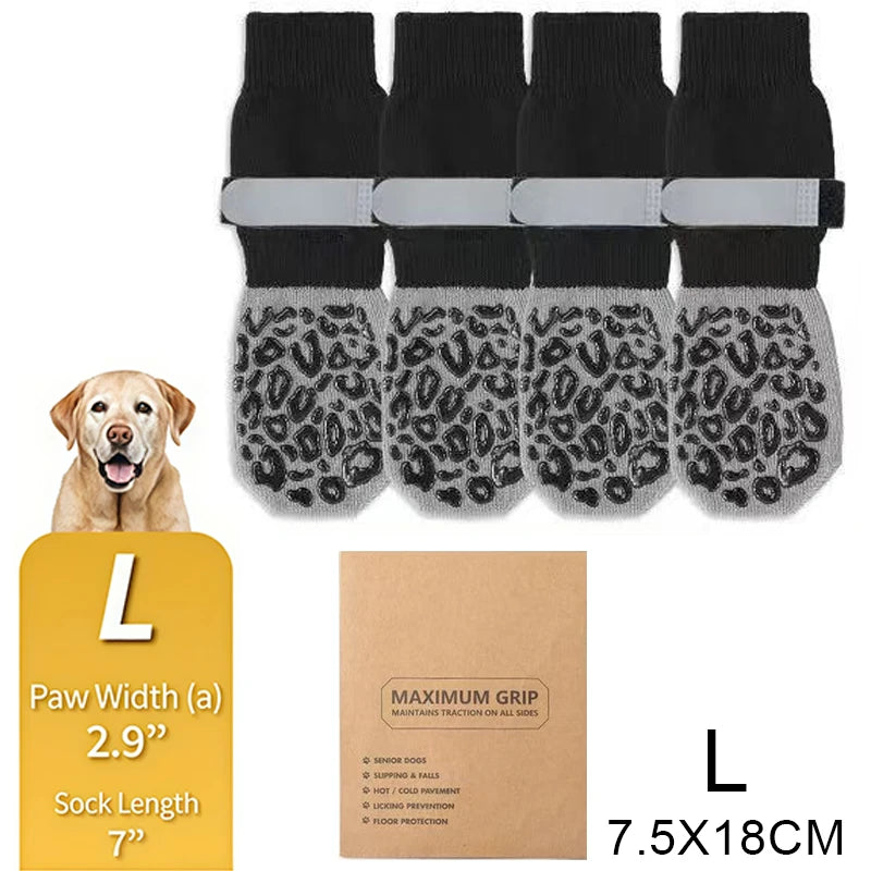 Dog Socks Outdoor Waterproof Dog Shoes Anti-Scratch Adjustable Band Knitted Socks Paw Protection Double-Sided Anti-Slip Dog Sock