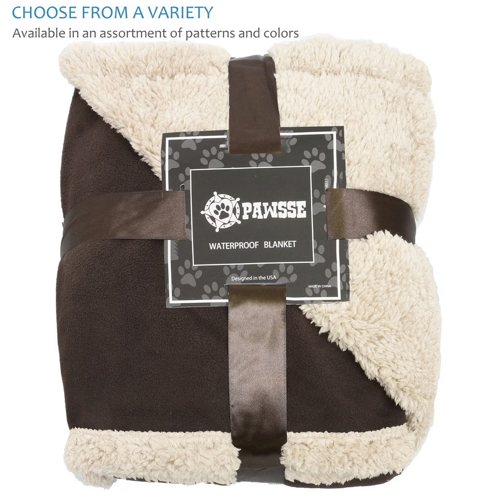 Waterproof Dog Blanket for Bed, Pee Proof Pet Blankets for Couch Sofa Cover, Reversible Furniture Protector Sherpa Cushion Mat for Small to Medium Large Dog, Large, Brown/Tuape, 60"" X 80""