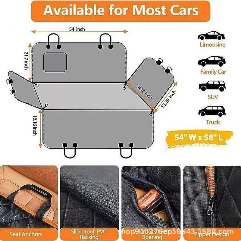 Anti-Scratch Waterproof Pet Car Seat - 600D Heavy Duty Dog Rear Seat Cover
