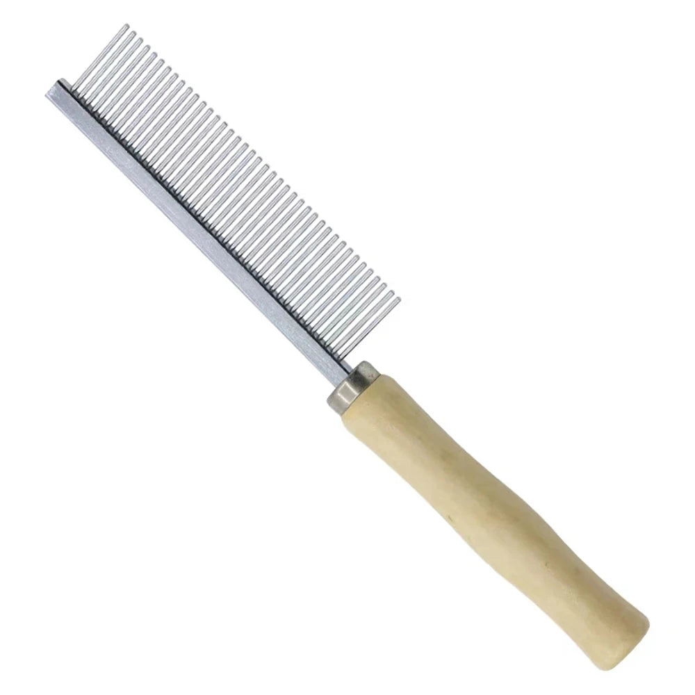 1Pcs Pet Wooden Handle Comb Cats/Dogs Stainless Steel Beauty Comb Pet Hair Removal Cleaning Tool Portable Dog Massage Accessory