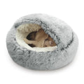 Cat Bed round Plush Hooded Cat Bed Cave, for Indoor Cats or Small Dog Beds, Calming Pet Beds Calm Anti-Nxiety Dog Bed, Waterproof Bottom Washable (16"X16")