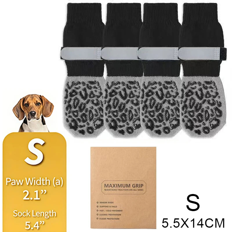 Dog Socks Outdoor Waterproof Dog Shoes Anti-Scratch Adjustable Band Knitted Socks Paw Protection Double-Sided Anti-Slip Dog Sock
