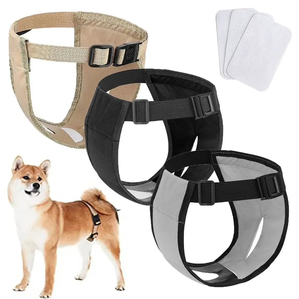 With 3 Cotton Pads Female Dog Panties Easy to Wear Washable Dog Sanitary Pants Adjustable Breathable Dog Physiological Nappies