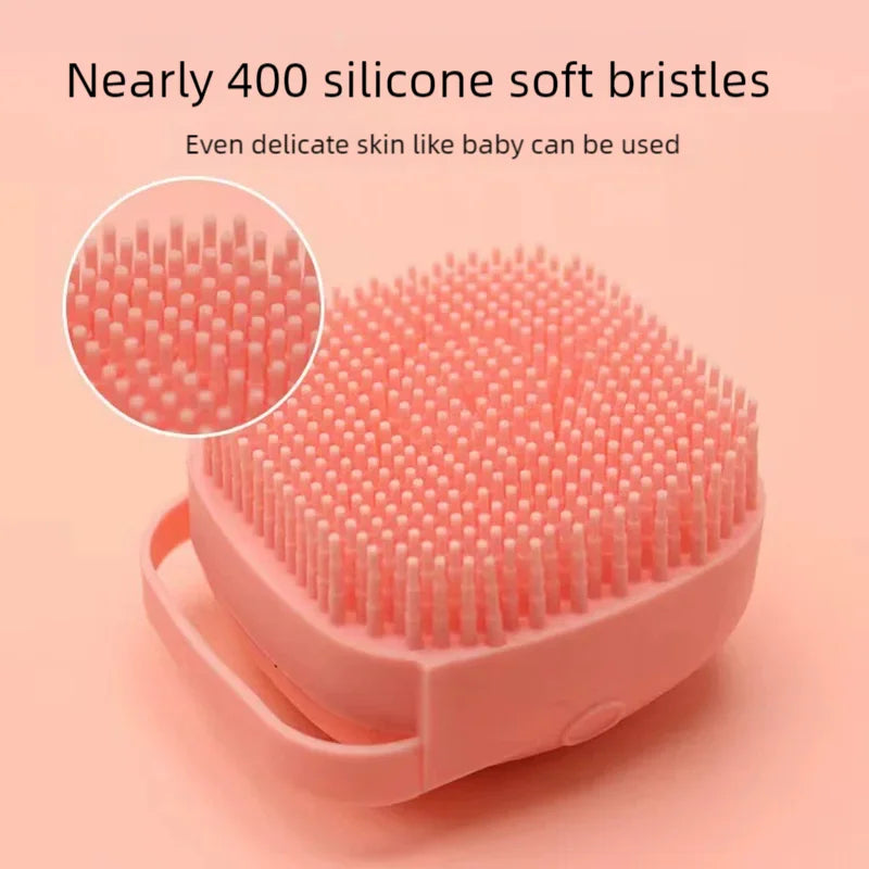Dog Bathing Brush Pet Massage Brush Shampoo Dispenser Soft Silicone Brush Rubber Bristle for Dogs and Cats Shower Grooming Tool