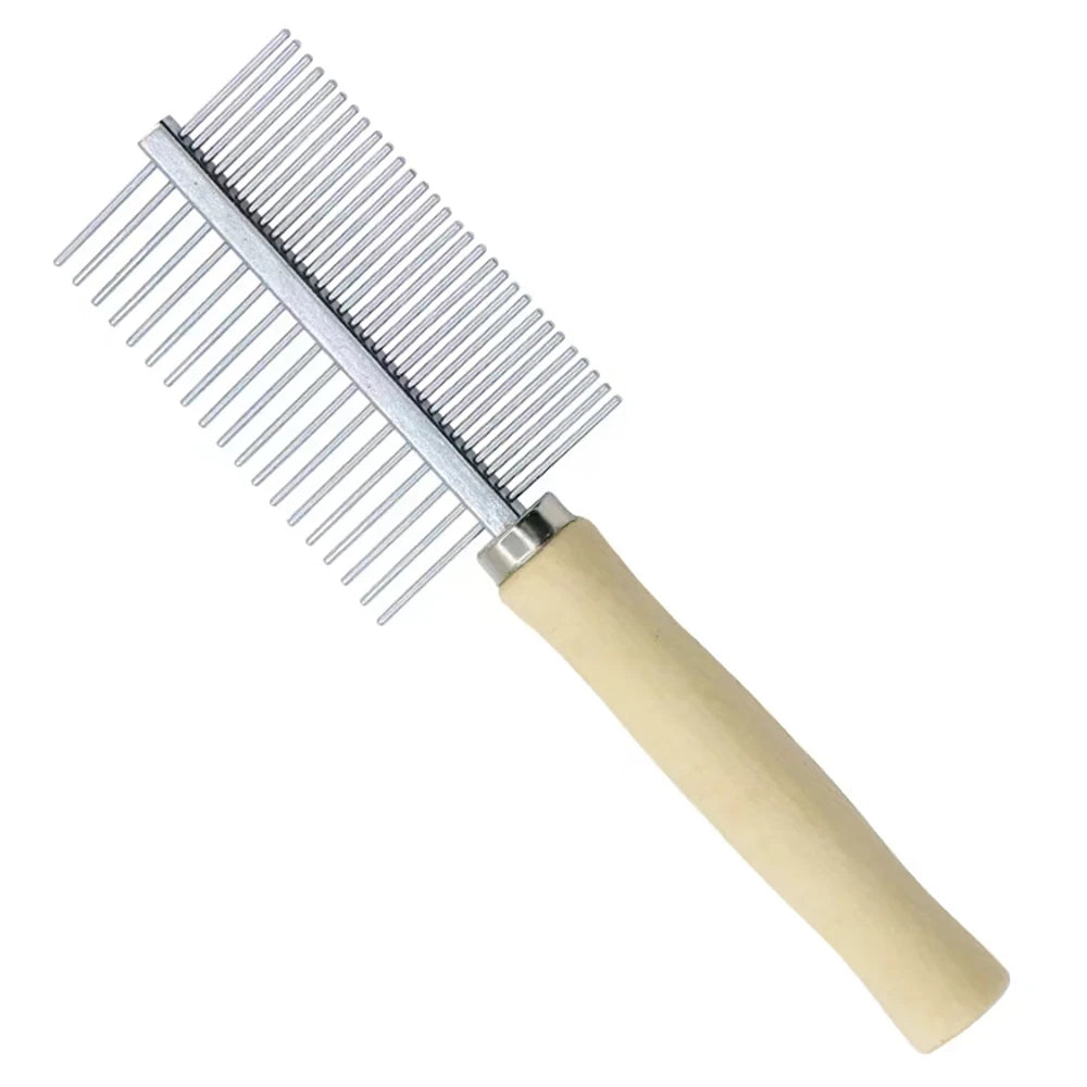 1Pcs Pet Wooden Handle Comb Cats/Dogs Stainless Steel Beauty Comb Pet Hair Removal Cleaning Tool Portable Dog Massage Accessory